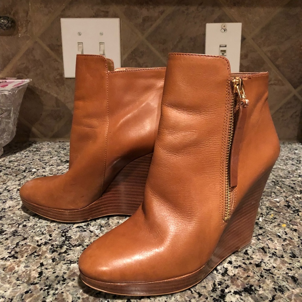 MICHAEL KORS Brown Wedge Booties